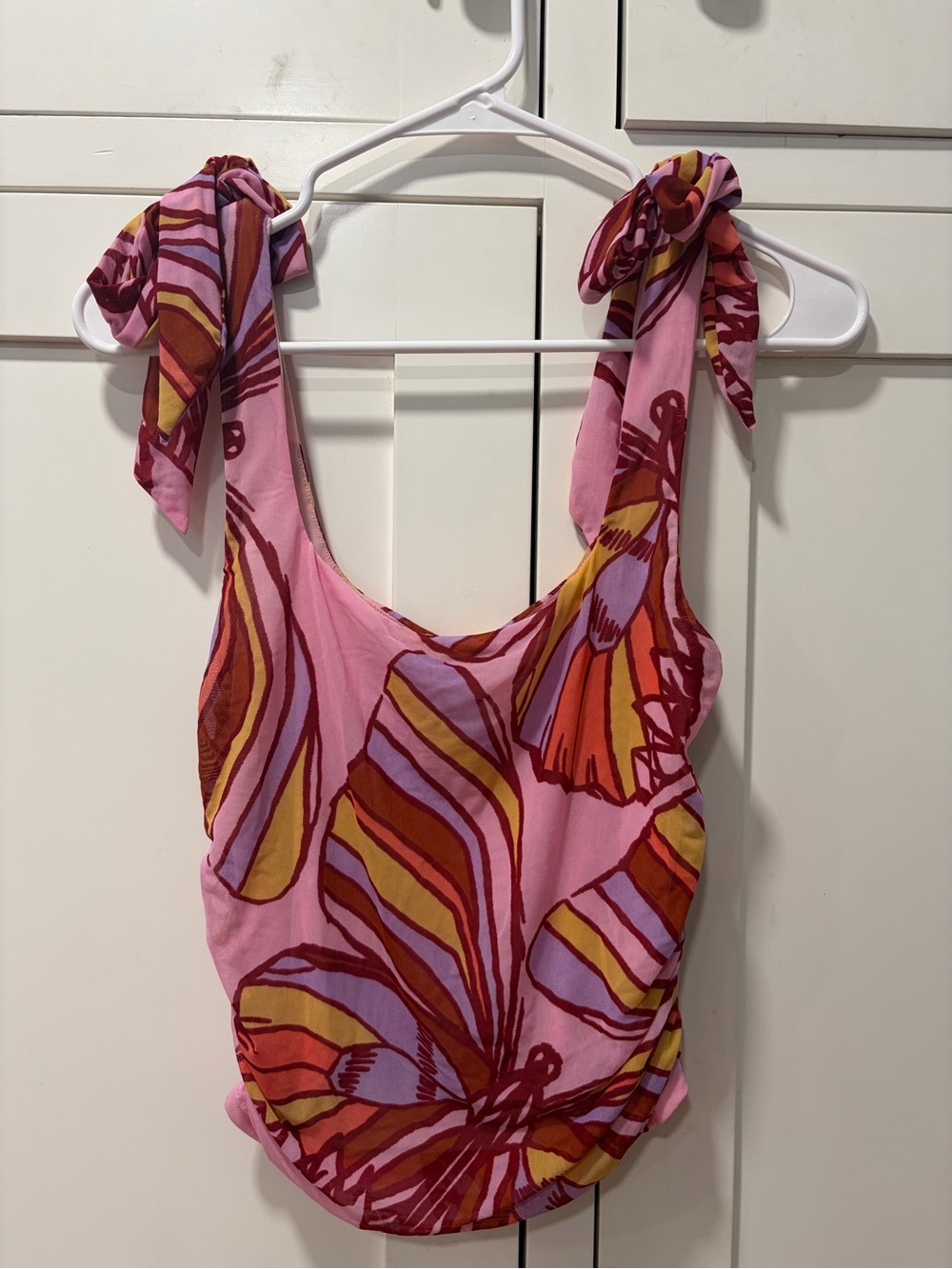 Tie-Shoulder Pink Floral Print Women's Free People Tank Top